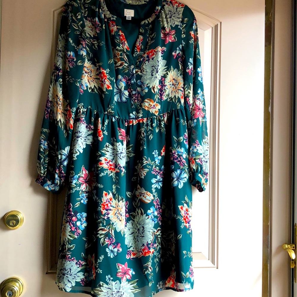 Green Floral Midi Dress